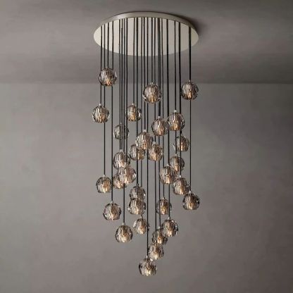 Cristal Smoke Glass Round Cluster Chandelier 30"