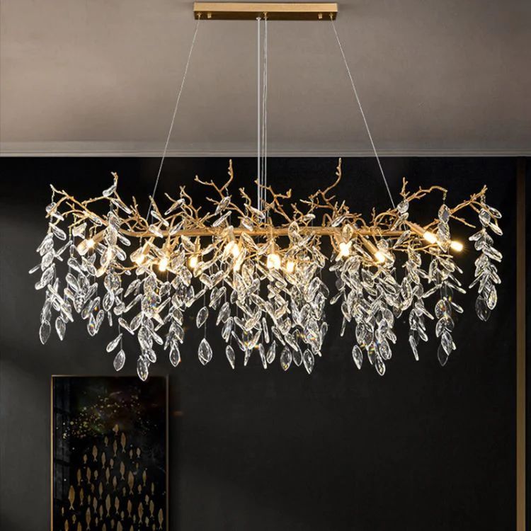 Lorna Linear Gold Chandeliers Tree Branch Kitchen in glass and brass
