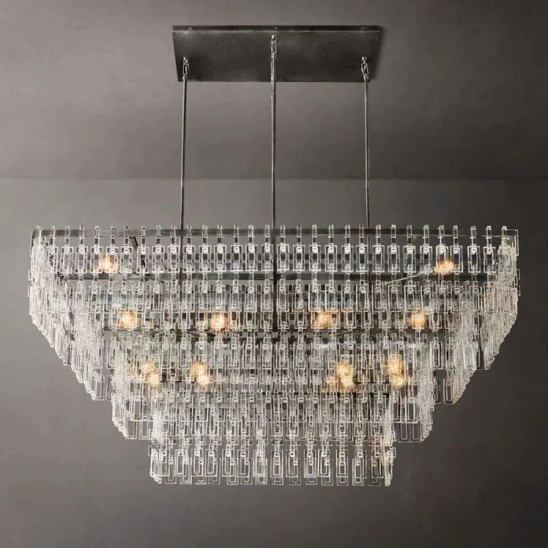 Miranda 4-Tier Rectangle Chandelier 72 inch front view