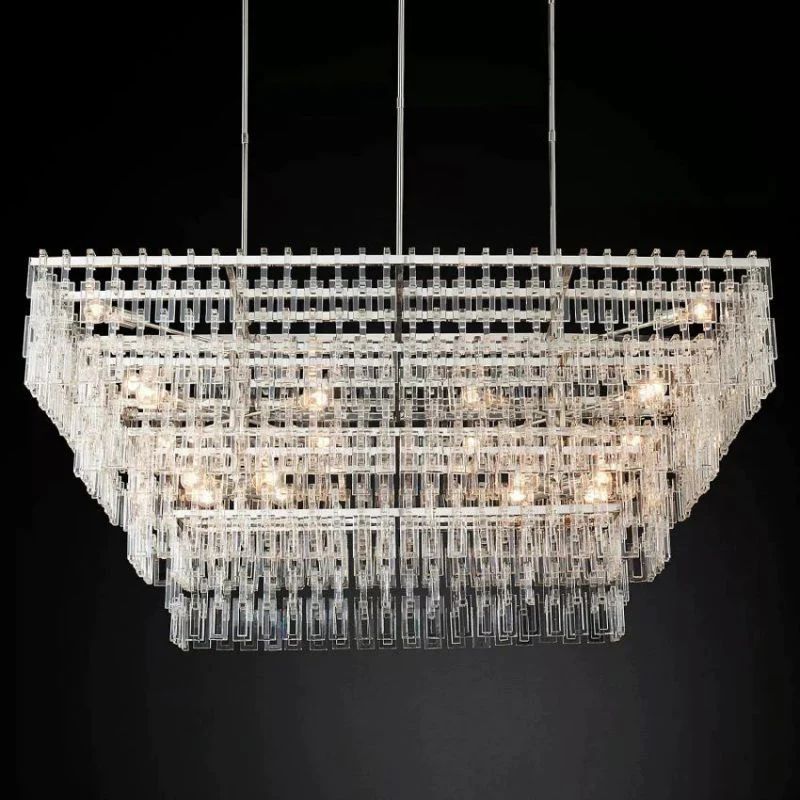 Miranda 4-Tier Rectangle Chandelier 72 inch angled view