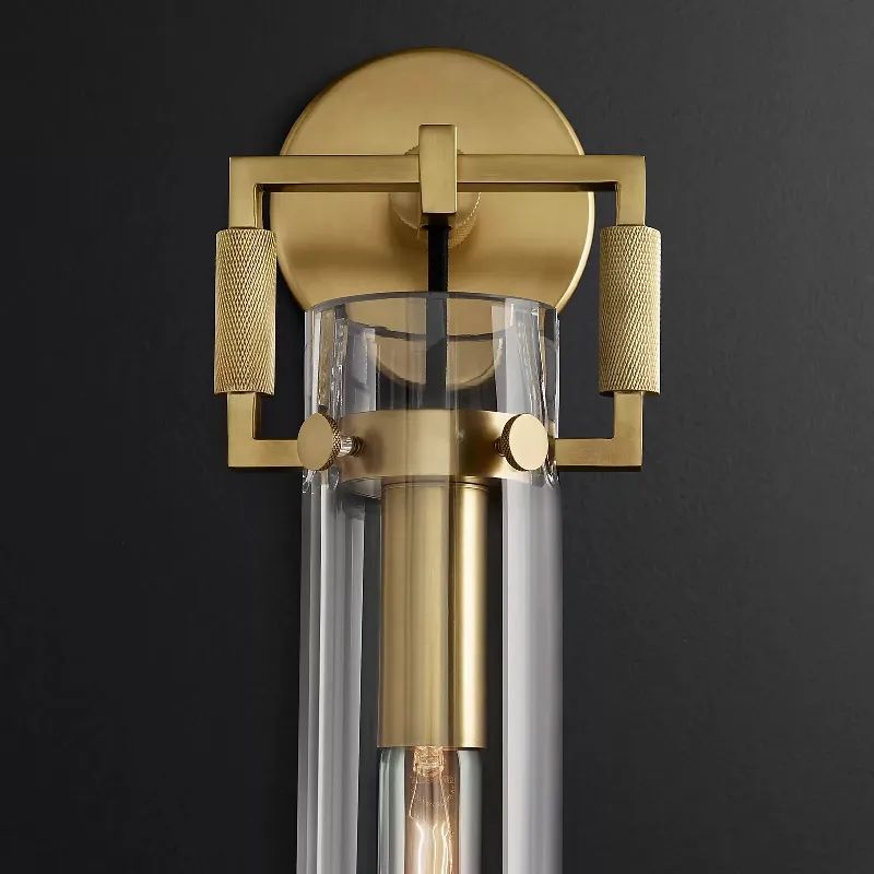 Mechanic Glass Cylinder Wall Sconce 12'' detail view