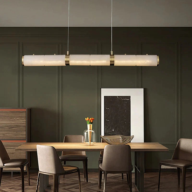 Alan Linear Alabaster Modern Chandelier, Chandelier For Dining Room main view