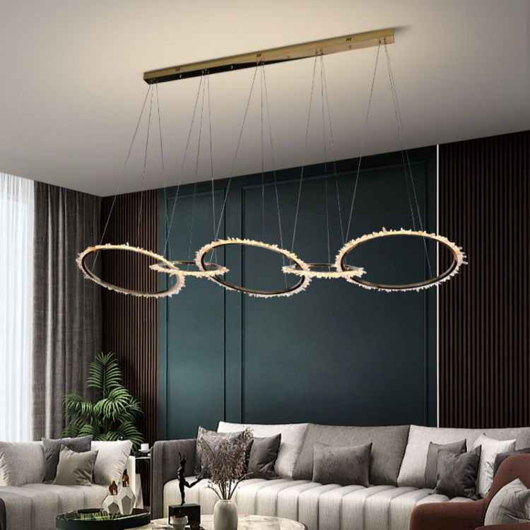 Modern Living Room Crystal 5 Ring Chandelier - product detail 3