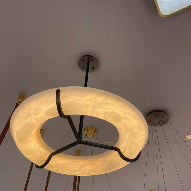 Modern Round Alabaster Dining Room Chandelier - product detail 4