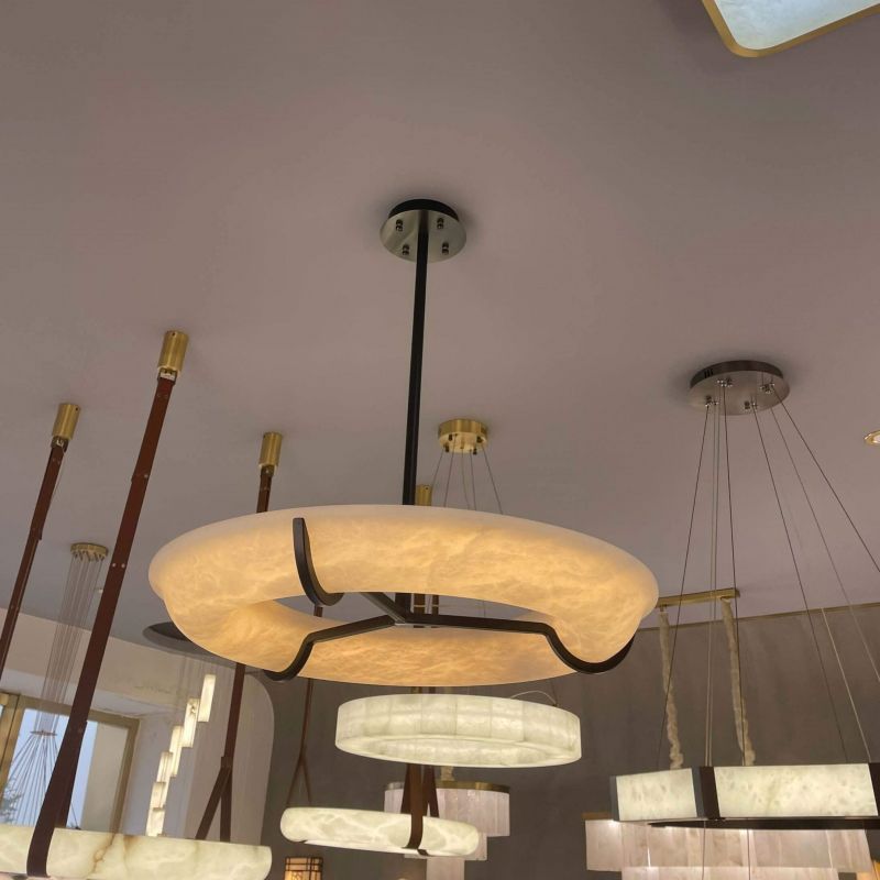 Modern Round Alabaster Dining Room Chandelier - product detail 3