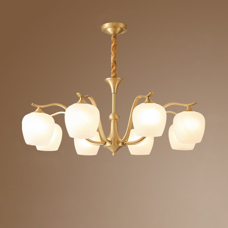 Modern Brass and Glass Chandelier