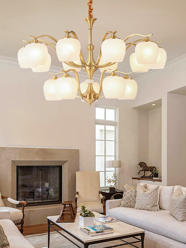Modern Brass and Glass Chandelier - detail 2