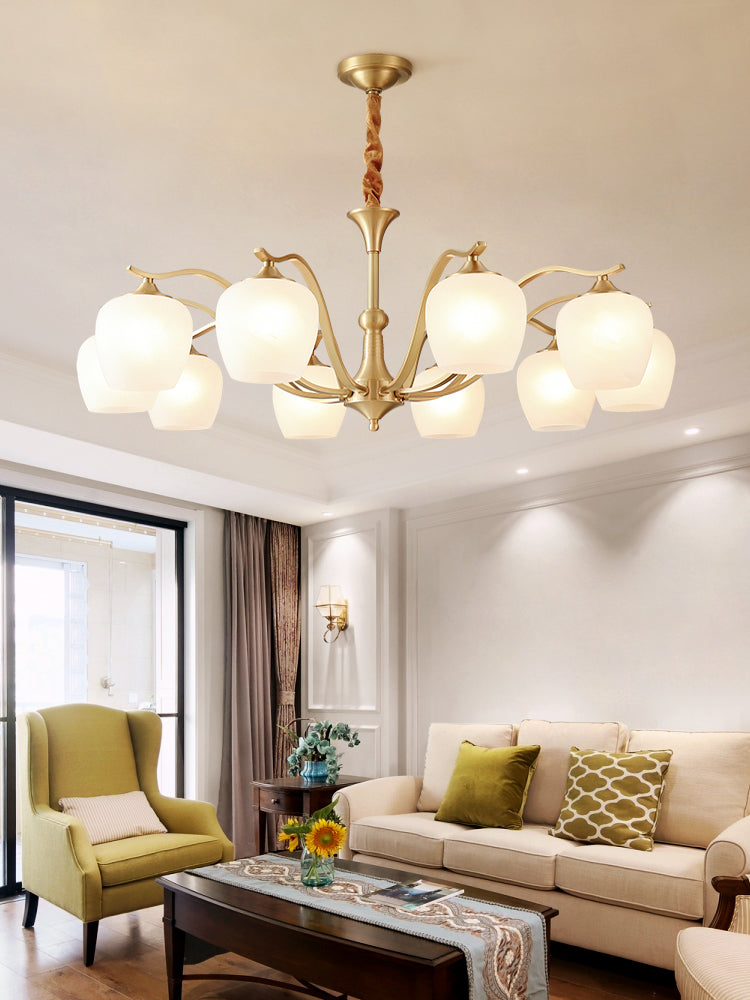 Modern Brass and Glass Chandelier - detail 3
