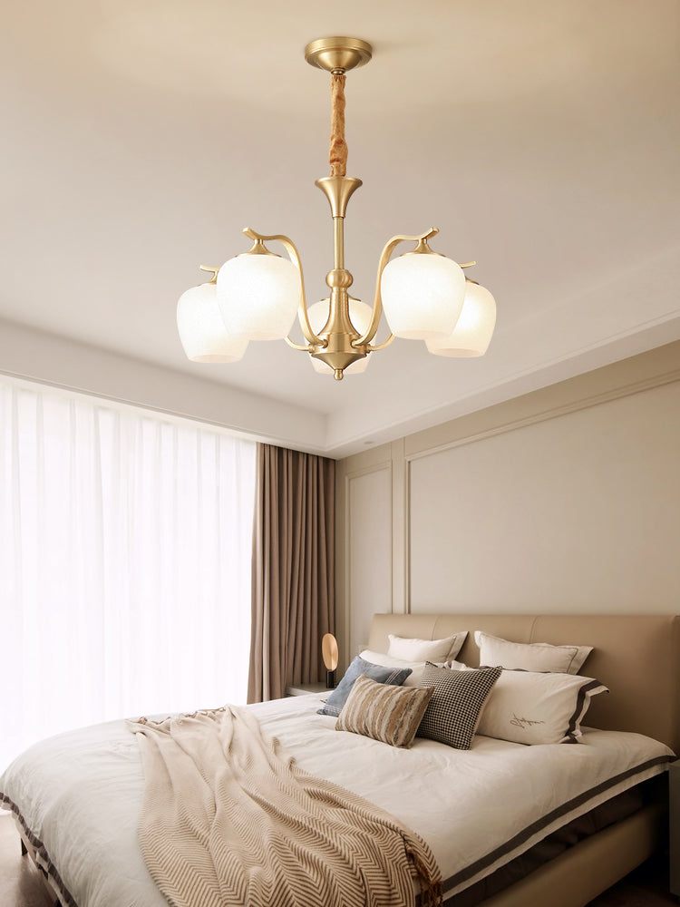 Modern Brass and Glass Chandelier - detail 6