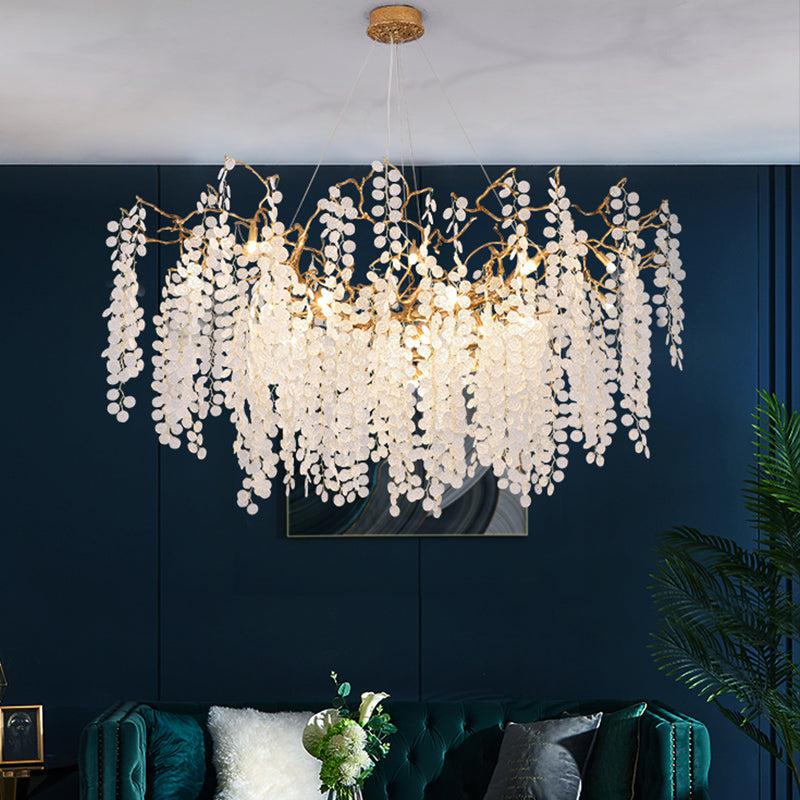 Cathy Modern Linear Branch Chandelier in glass and brass