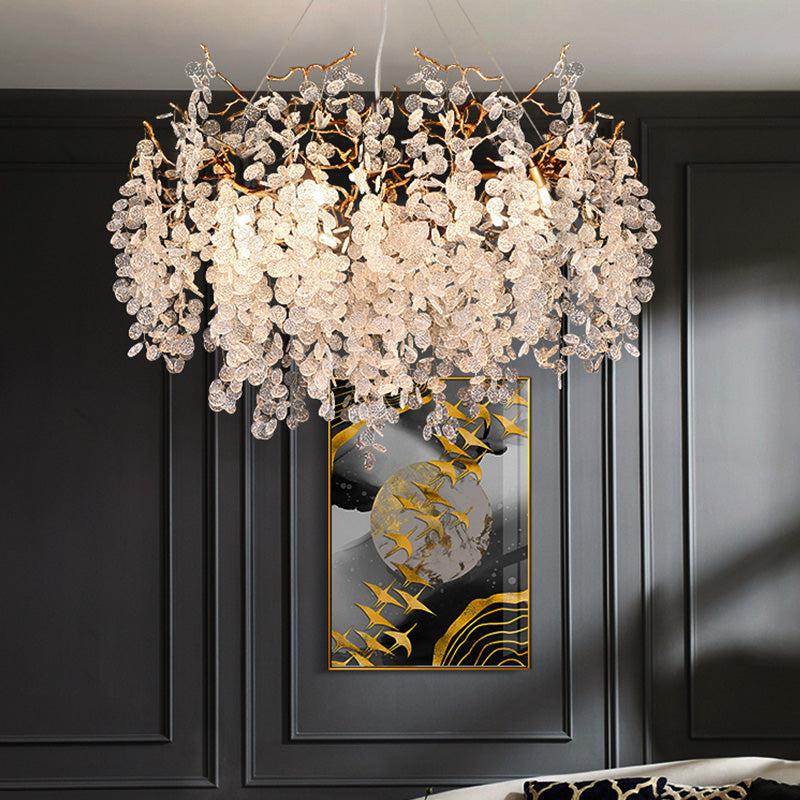 Cathy Modern Round Branch Chandelier in glass and brass