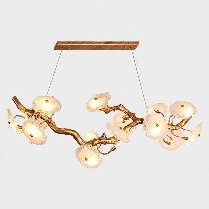 Nenufar Blooming Chandelier in crystal and brass