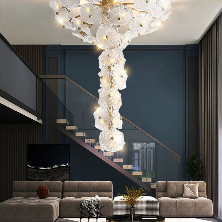 Nenufar Water Modern Chandelier in glass and brass