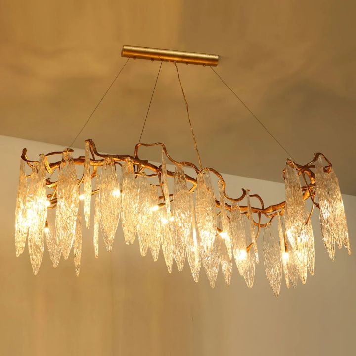 Niagara Branch Chandelier in crystal and brass