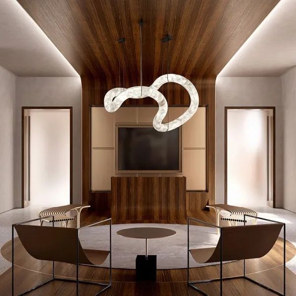 Oslo Infinity Symmetrical Entryway Alabaster Pendant Light - detail 4