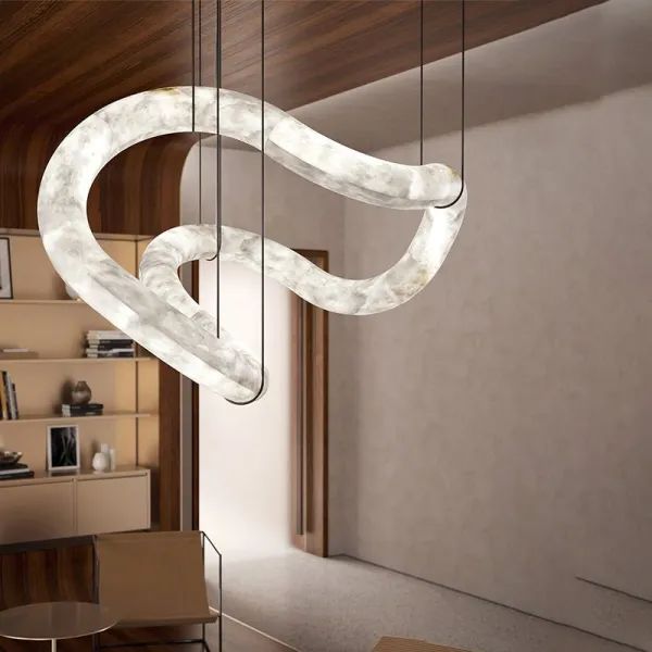 Oslo Infinity Symmetrical Entryway Alabaster Pendant Light - detail 5