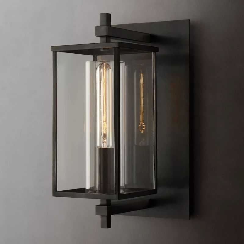 Outdoor Square Short Wall Sconce front view