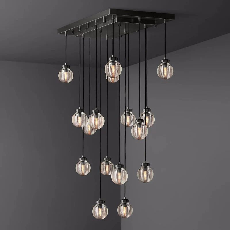 Pearl Rectangle Chandelier 36 inch front view