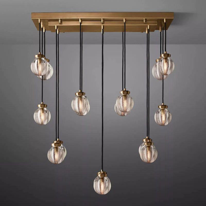Pearl Rectangle Chandelier 36 inch detail view