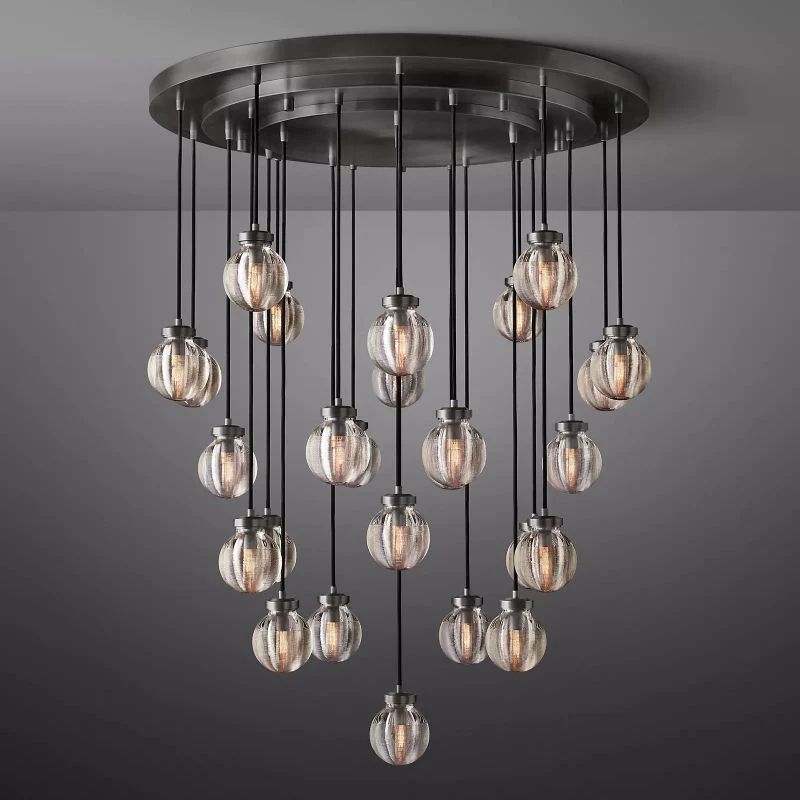 Pearl Round Chandelier 38 inch angled view