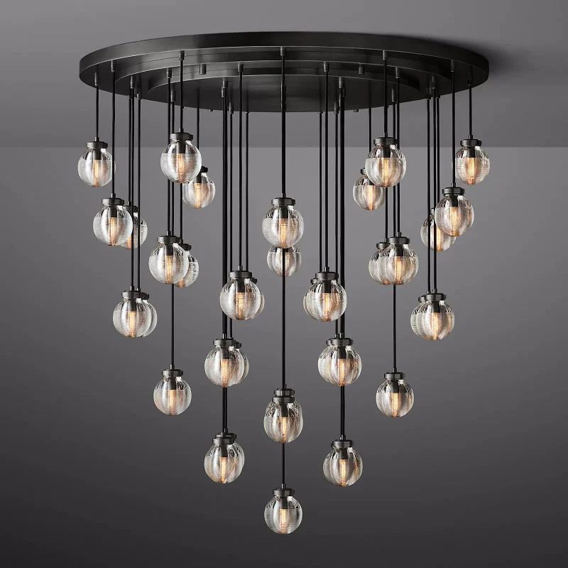 Pearl Round Chandelier 48 inch angled view