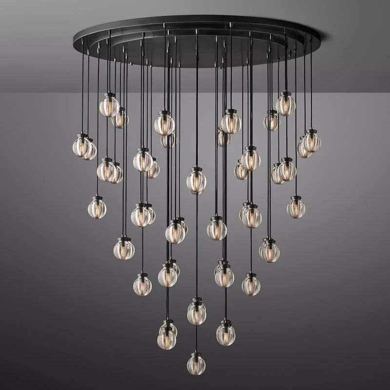Pearl Round Chandelier 60 inch angled view