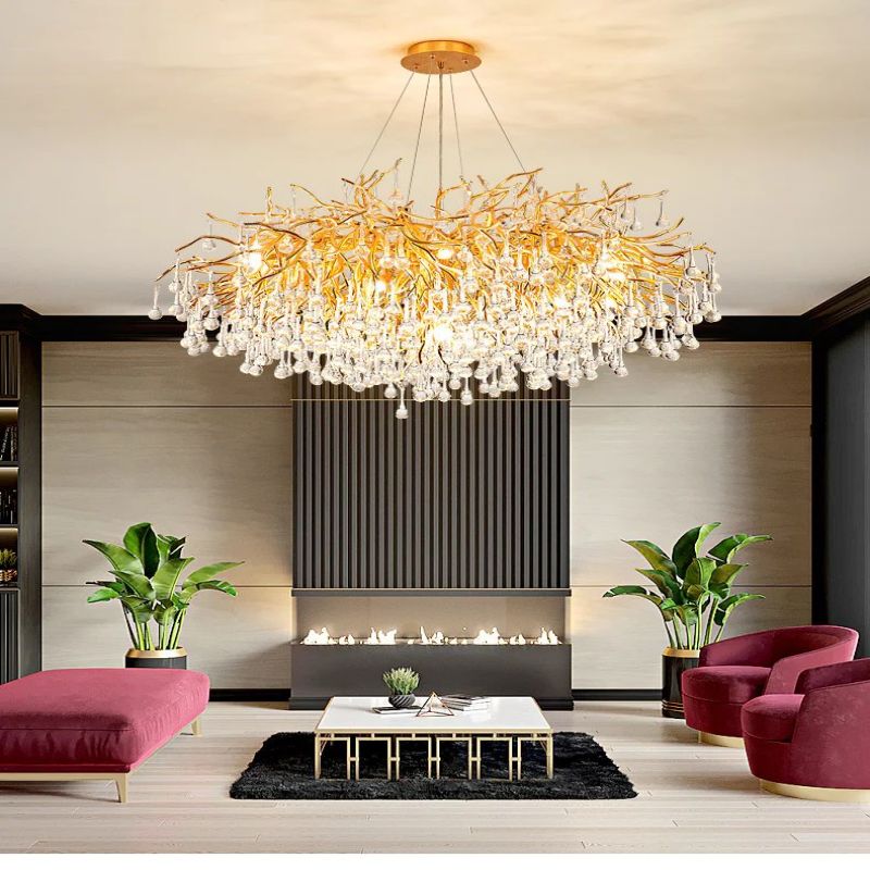 Tanner Bedroom Branch Chandelier in glass and aluminum