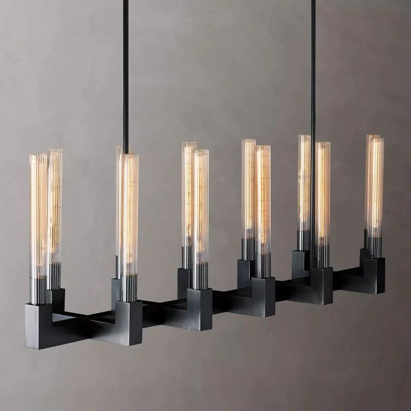 Pridan Glass Linear Chandelier 55 inch detail view
