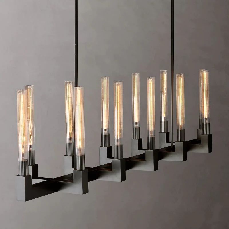 Pridan Glass Linear Chandelier 67 inch detail view