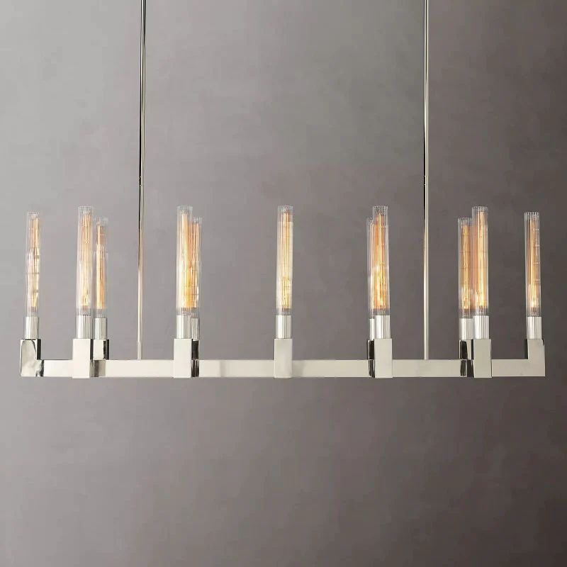 Pridan Glass Linear Chandelier 55 inch angled view