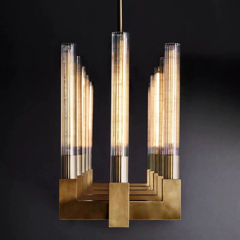 Pridan Glass Linear Chandelier 55 inch detail view