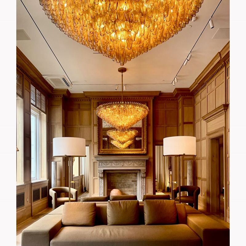 Chara Smoke Glass Tiered Round Chandelier 47" - detail 2