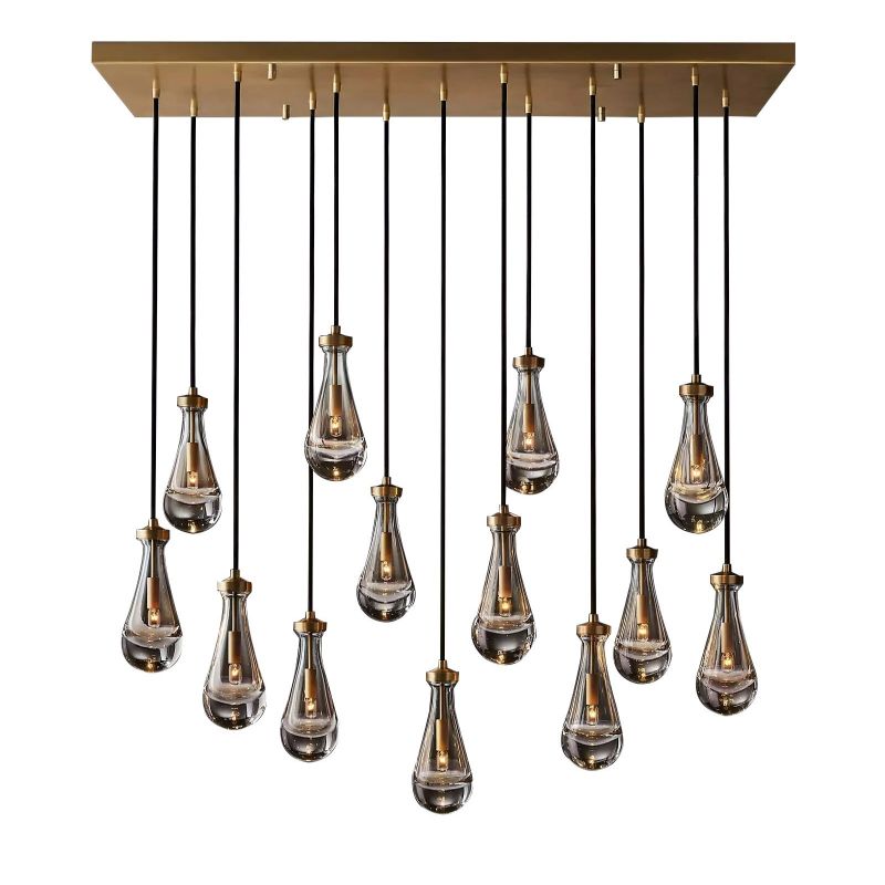 Raindrops Rectangular Chandelier 54" in glass