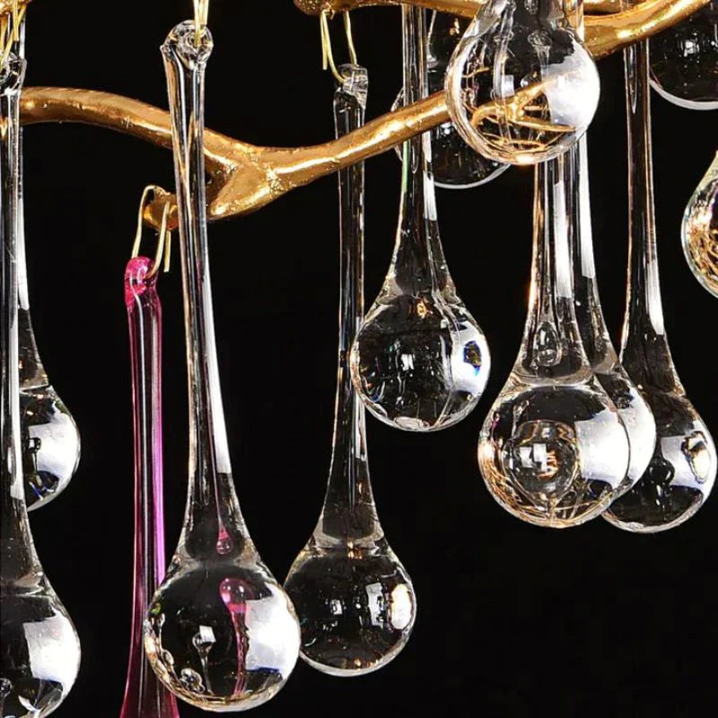 Lara Colorful Crystal Dining Branch Chandelier detail view