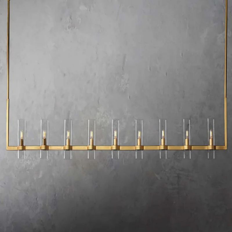 Felix Linear Chandelier 71" in glass and brass