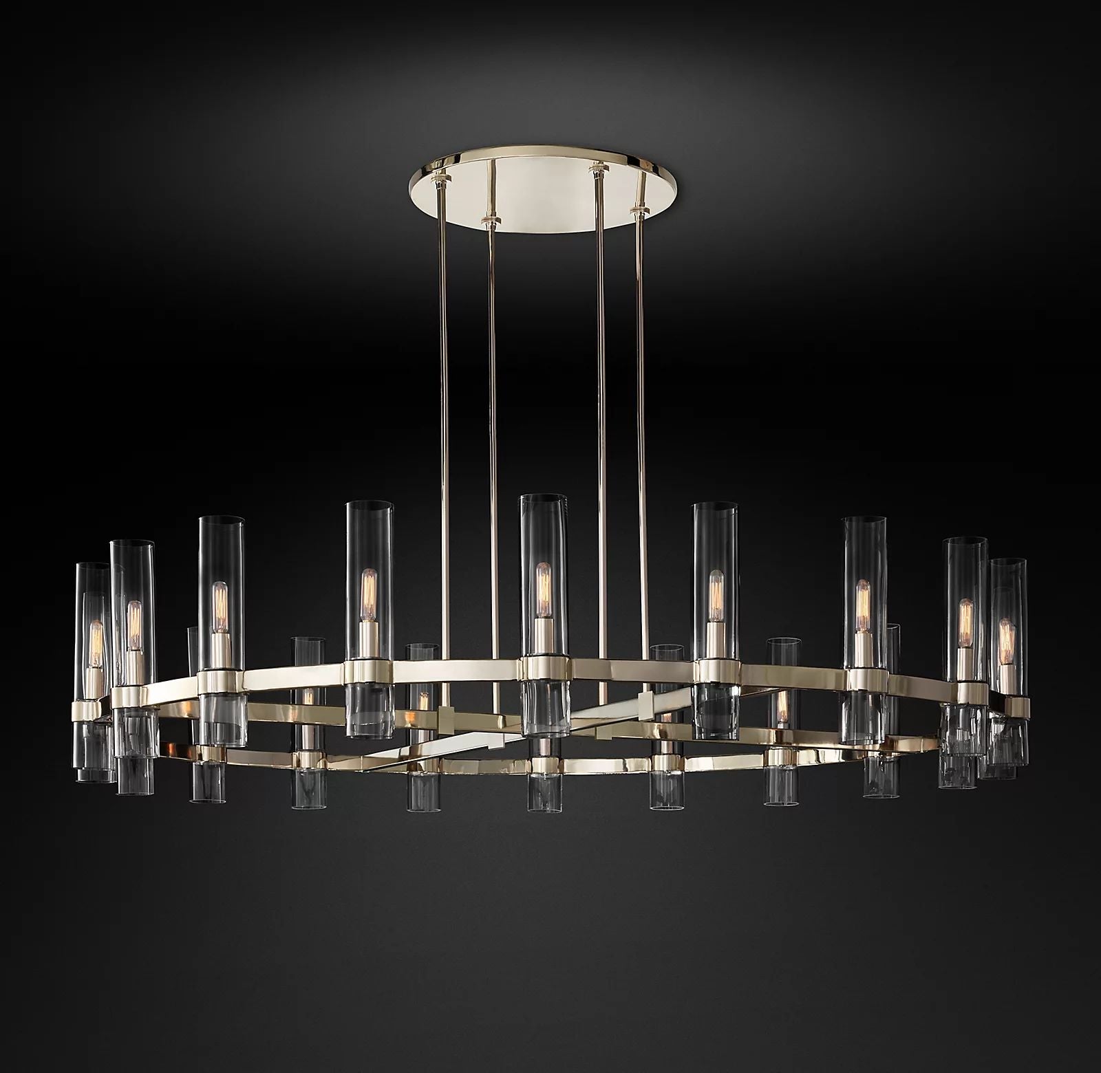 Ravelle Round Chandelier 72" in glass and brass