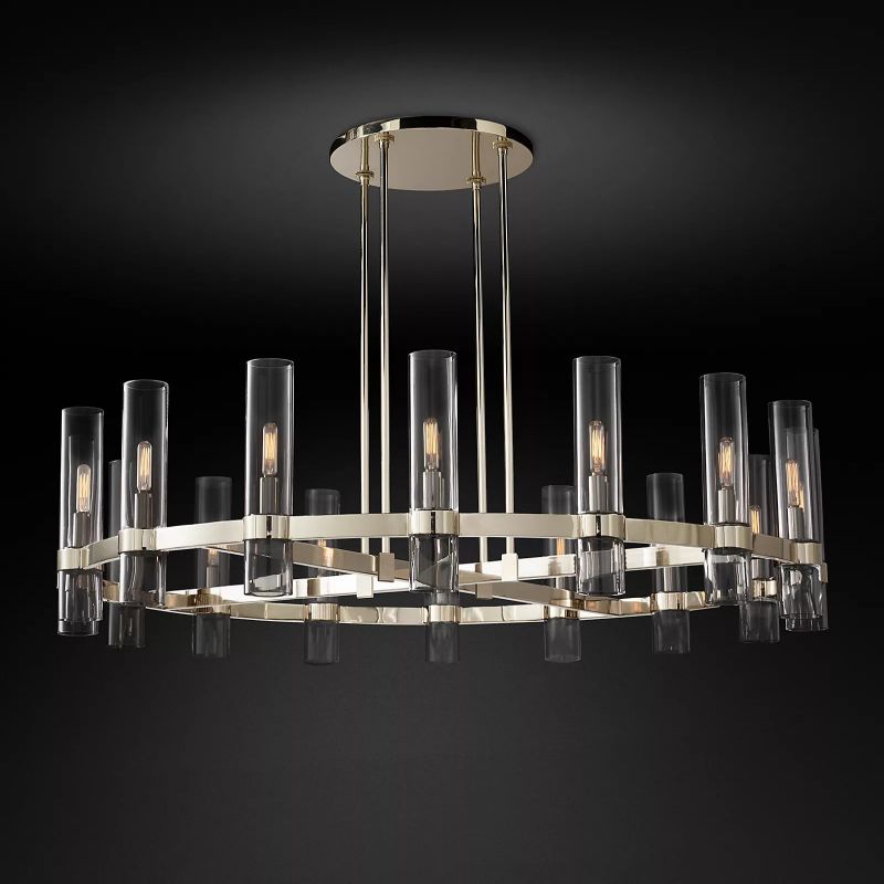 Felix Round Chandelier 48" in glass and brass