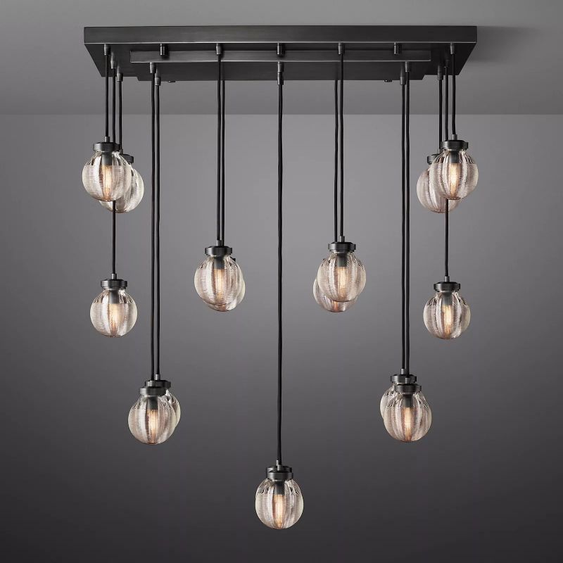 Pearl Spherical Modern Rectangular Chandelier 36" - detail 8