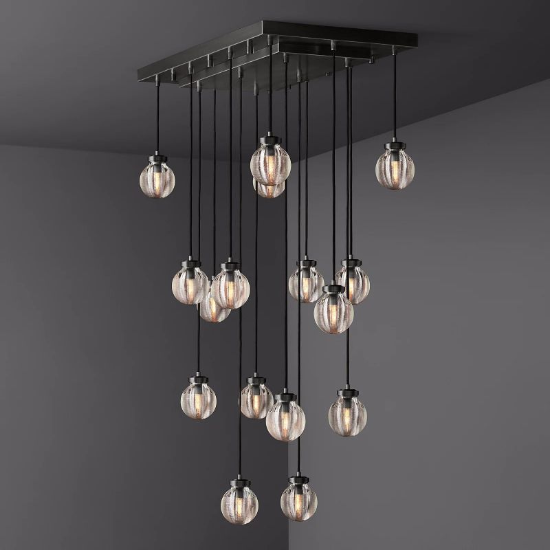 Pearl Spherical Modern Rectangular Chandelier 36" - detail 11