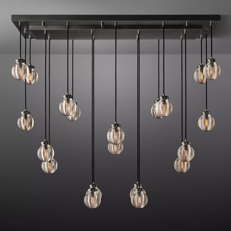 PearlSpherical Modern Rectangular Chandelier 54" - detail 8