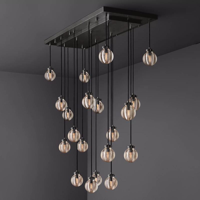 PearlSpherical Modern Rectangular Chandelier 54" - detail 11