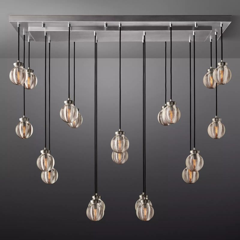 PearlSpherical Modern Rectangular Chandelier 54" - detail 9