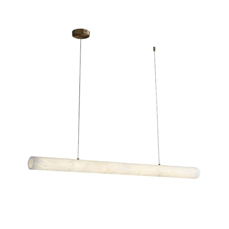 Sylvia linear alabaster pendant with visible suspension cables