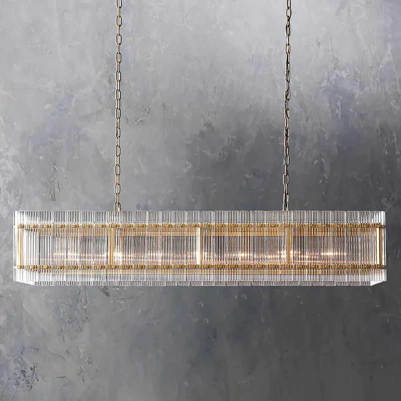 San Marco Rectangular Chandelier 54" in glass and steel