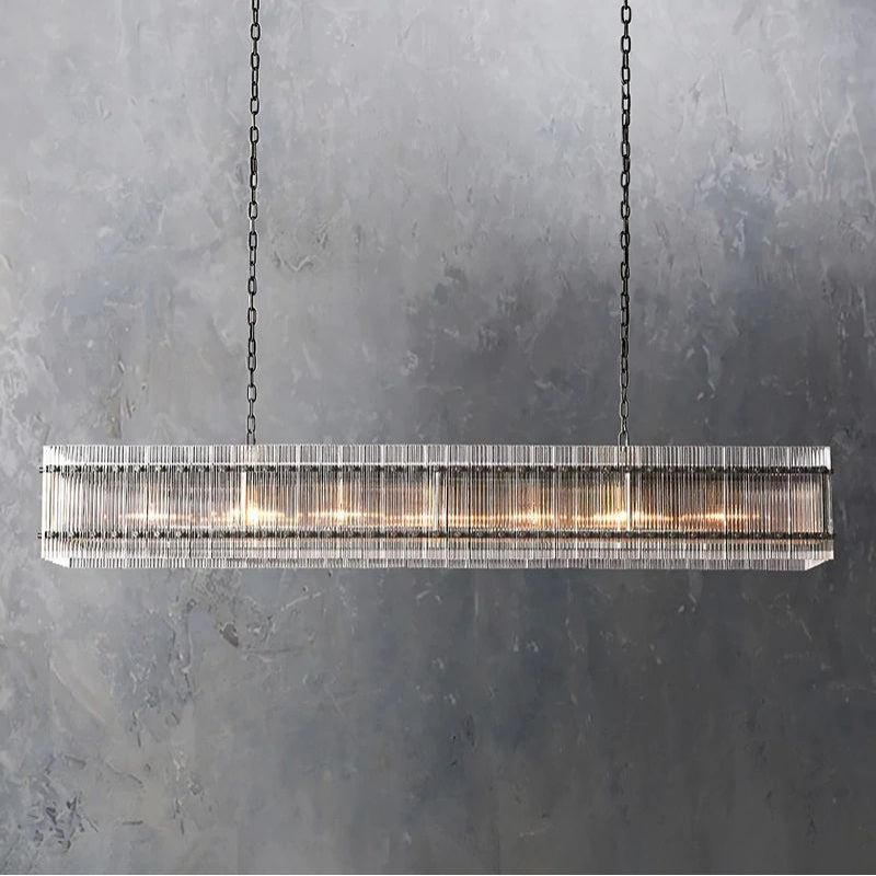 San Marco Rectangular Chandelier 72" in glass and steel