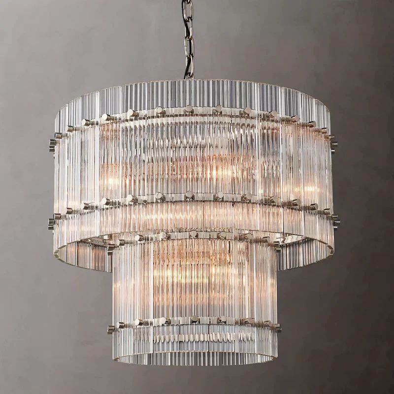 Serkan Two-Tier Luxury Round Chandelier 22 inch angled view