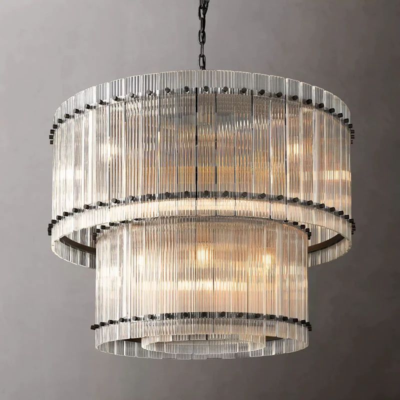Serkan Two-Tier Luxury Round Chandelier 37 inch angled view