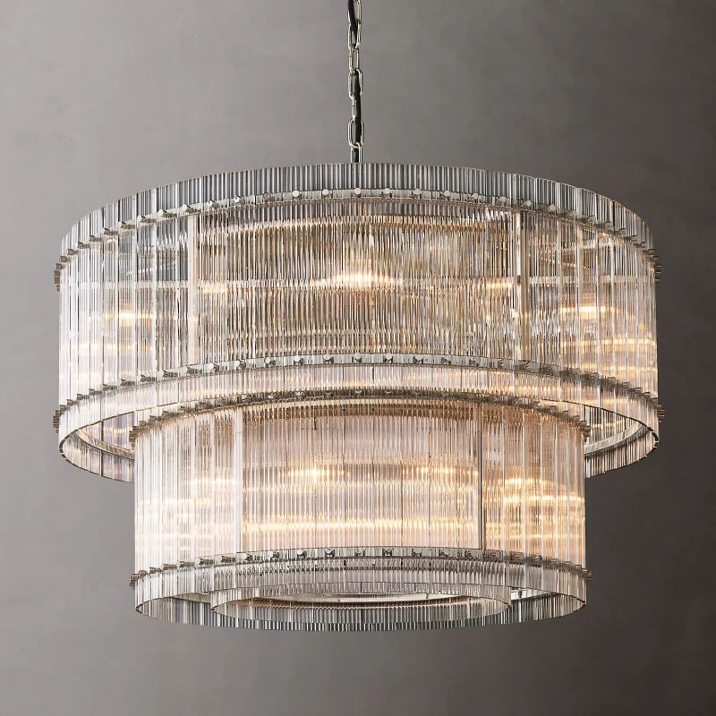 Serkan Two-Tier Luxury Round Chandelier 48 inch angled view