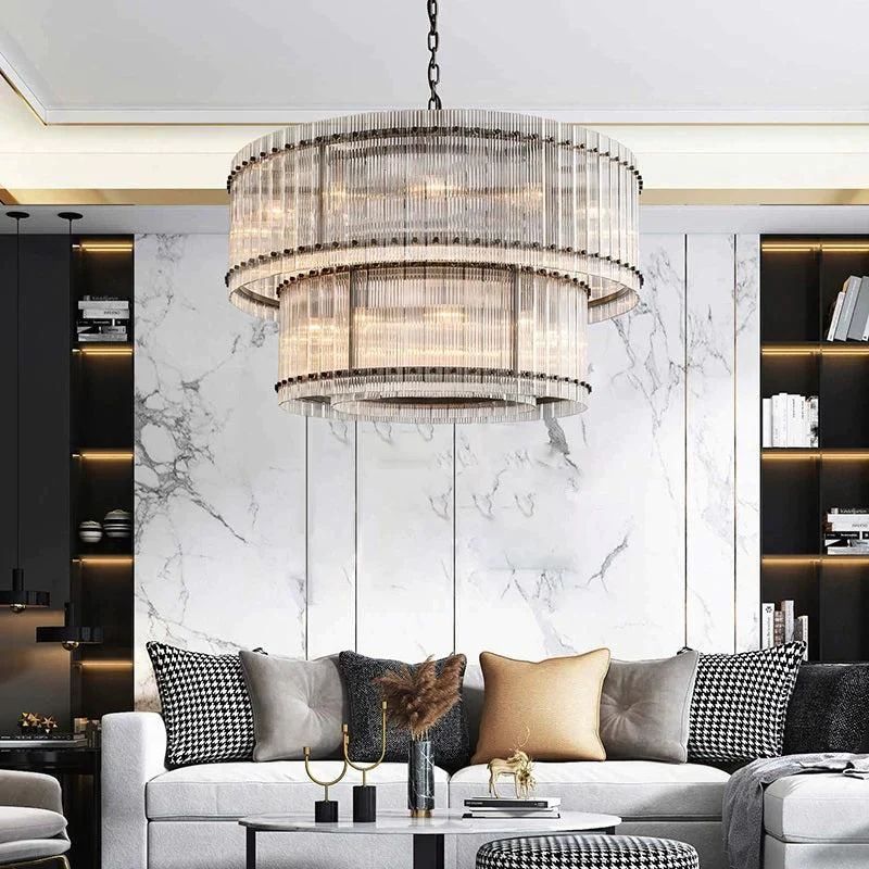Serkan Two-Tier Luxury Round Chandelier 48 inch detail view
