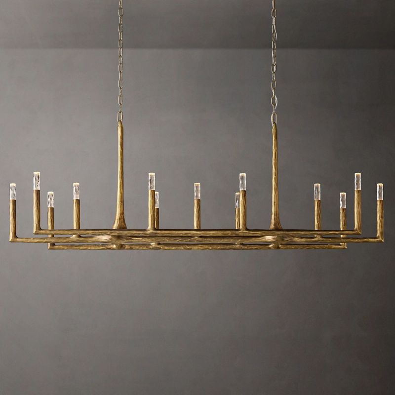 Thadeus Linear Chandelier 72" in glass and iron
